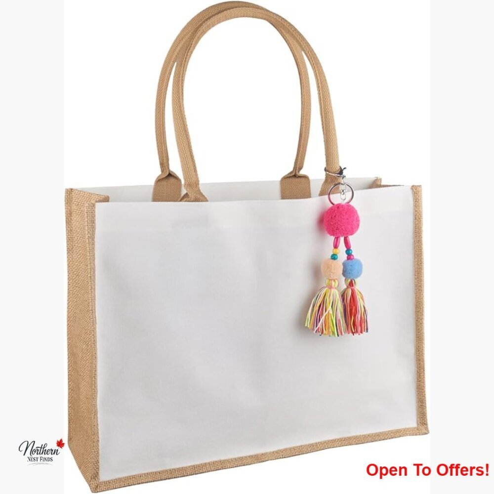 Large Jute Tote Bag Foldable Waterproof Beach Shopping Bag